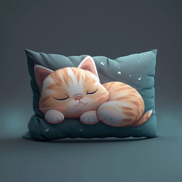 kitten sleep with pillow mock up