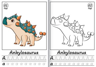 Ankylosaurus Alphabet ABC Coloring Page A. Tracing all letters of English alphabet