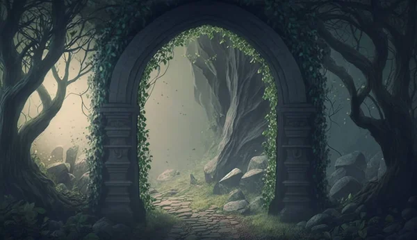 Archway Uma Paisagem Encantada Floresta Fadas Humor Escuro