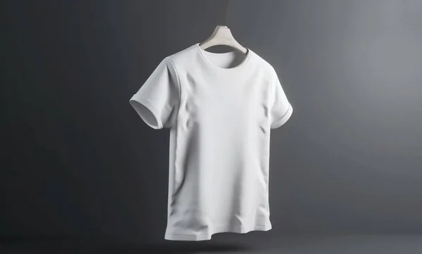 White blank t shirt on grey background. T-shirt mockup