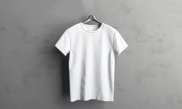 White blank t shirt on light grey background. T-shirt mockup