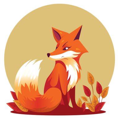 Şirin tilki çizgi filmi. Gövde tarafı görünüm, kafa tam yüz.