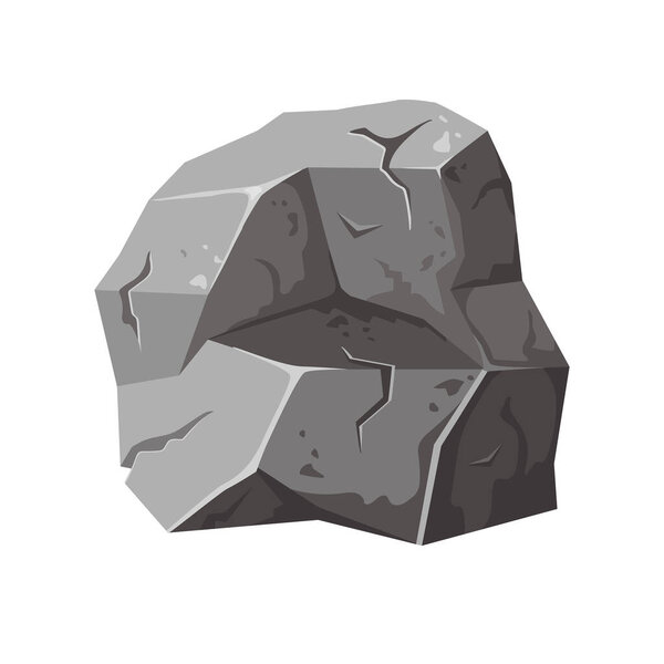 Stone solid natural building material . Landscape element. Coal black mineral rock. Gravel pebbles, gray heap isolated vector illustration.