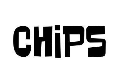Gevrek metin, el yazısı, işiniz için yaratıcı bir kavram. Chips modern tarz, ürün. Vektör illüstrasyonu.