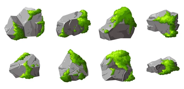 Βράχος Δάσους Βρύα Γκρι Πέτρα Brocken Κινούμενα Σχέδια Ορεινό Μέρος — Διανυσματικό Αρχείο