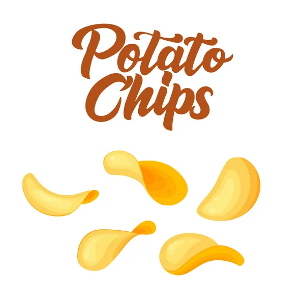 Crispy Food Potato Chips Traditional Mexico Nacho Cartoon Style Isolated — Stock Vector