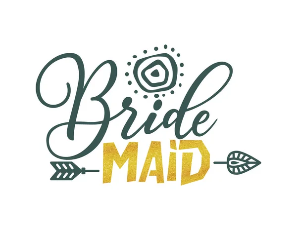 Bride Team Tribe Typography Wedding Card Lettering Party Quote Hand — Vector de stock