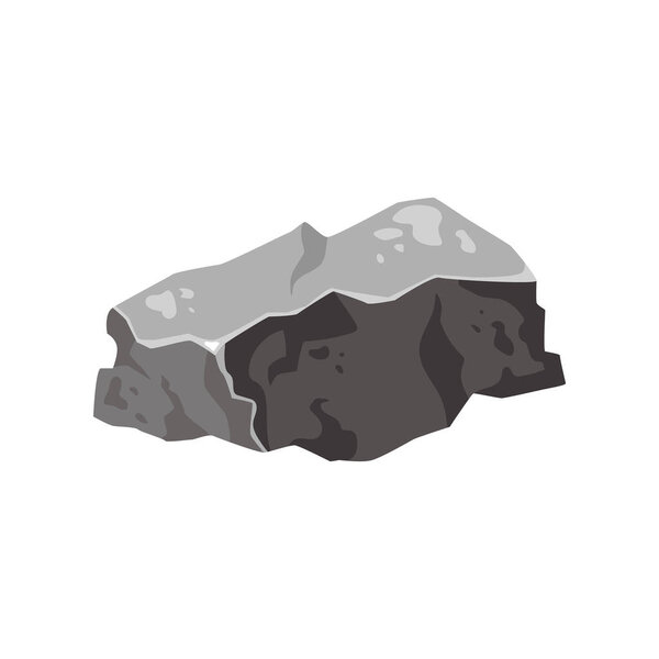 Stone solid natural building material . Landscape element. Coal black mineral rock. Gravel pebbles, gray heap isolated vector illustration.