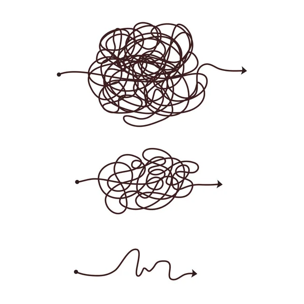 Linea Semplice Complesso Modo Semplice Scribble Doodle Caos Mentalità Risoluzione — Vettoriale Stock