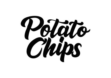 Gevrek metin, el yazısı, işiniz için yaratıcı bir kavram. Chips modern tarz, ürün. Vektör illüstrasyonu.