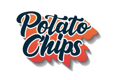 Çıtır çıtır bir metin, el yazısı, işiniz için yaratıcı bir kavram. Chips modern tarz, ürün. Vektör illüstrasyonu.