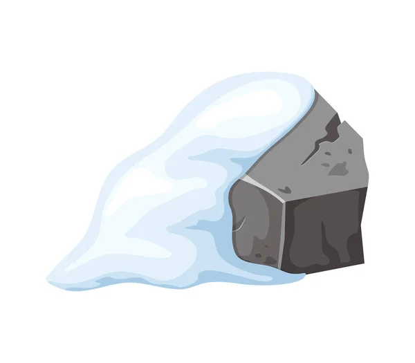 Stein Und Fels Schnee Schneebedeckte Berge Cartoon Geröllhaufen Winter Findlinge — Stockvektor