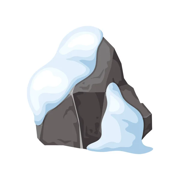 Piedra Roca Nieve Montañas Nevadas Caricatura Montones Rocas Invierno Piedras — Vector de stock