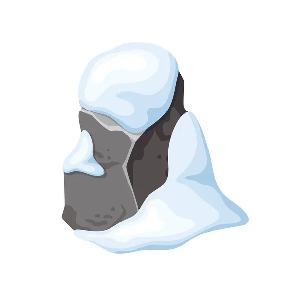 雪の中の石と岩 漫画の雪の山 冬の岩のヒープ 岩や建築材料 ベクトル図の氷河期 — ストックベクタ