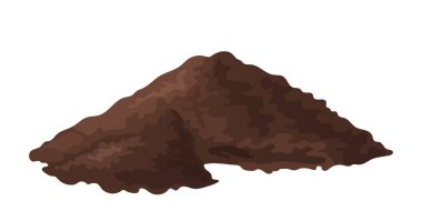 Pile of soil in cartoon. Heap of ground for agricultural. Vector illustration isolated on white background.