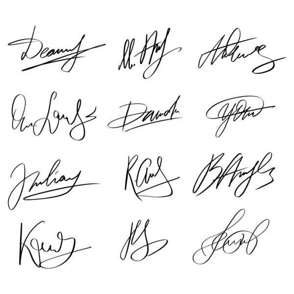 Autogramiáda Rukopisu Osobní Fiktivní Podpis Kaligrafie Písmo Vykreslit Imaginární Název — Stockový vektor