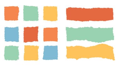 Sert kağıt kenar takımı. Dikdörtgen yırtılmış şekil, sınır, parça çıkartması. İzole edilmiş grunge vektör başlık illüstrasyonu.