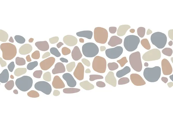 Smooth Pebble Stone Seamless Pattern Gravel Cobblestone Texture Background Garden — Stock Vector