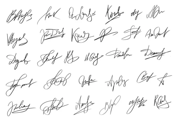 Autogramiáda Rukopisu Osobní Fiktivní Podpis Kaligrafie Písmo Vykreslit Imaginární Název — Stockový vektor