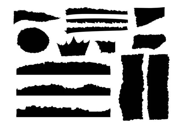 Разорванная Вырезанная Бумага Зазубренный Кусок Наклейки Черная Форма Зигзагообразным Краем — стоковый вектор