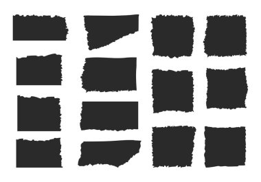 Sert kağıt kenar takımı. Dikdörtgen yırtılmış şekil, sınır, parça çıkartması. İzole edilmiş grunge vektör başlık illüstrasyonu.