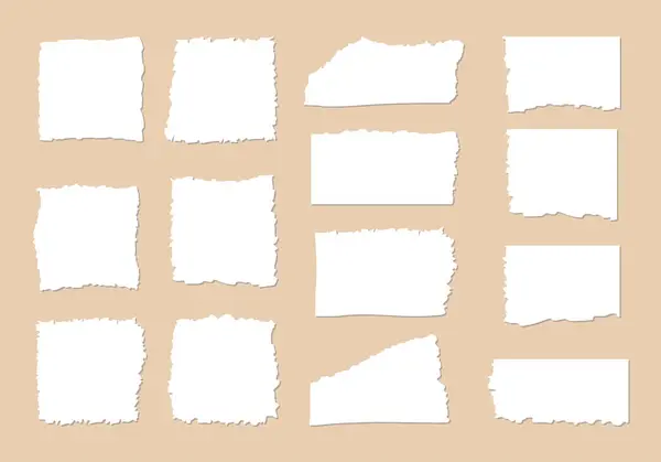 Σκληρό Σετ Άκρη Χαρτιού Ορθογώνιο Σχισμένο Σχήμα Περίγραμμα Αυτοκόλλητο Μεμονωμένη Εικονογράφηση Αρχείου