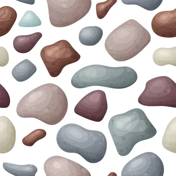 Smooth Pebble Stone Seamless Pattern Gravel Cobblestone Texture Background Garden Royalty Free Stock Illustrations