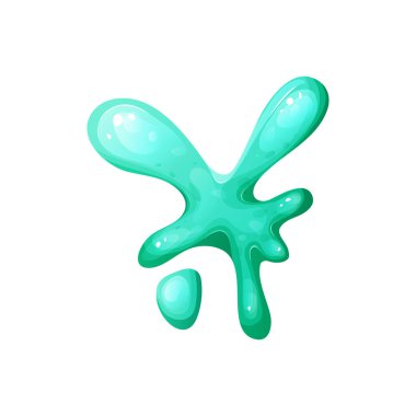 Çizgi film tarzında sıvı renkli sümük. Akışkan mukus damlası, sıçrama ya da sıçrama izole edilmiş beyaz arka plan. Yapışkan damlalar, zehirli leke. Vektör illüstrasyonu.