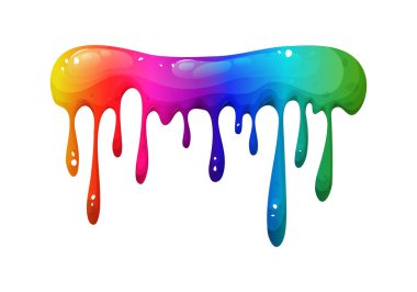 Canlı renklerle gökkuşağı sümüğü çizimi. Şeffaf bir arkaplanda gökkuşağı sıçrama koleksiyonu. Çizimlerinize eğlenceli, zehirli görünümlü sıçramalar ve sıvı efektler eklemek için harika..