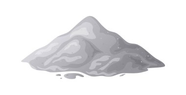 Çimento yığını, çakıl yığını. Malzeme kum elementi inşa ediliyor. Vektör illüstrasyonu beyaz arkaplanda izole edildi.