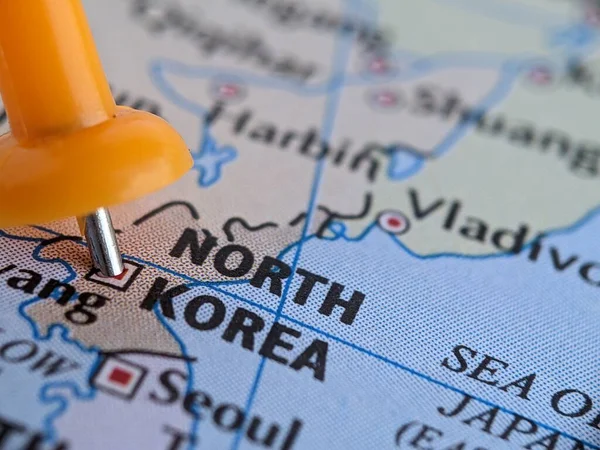 North Korea Highlighted World Map — Stock Photo, Image