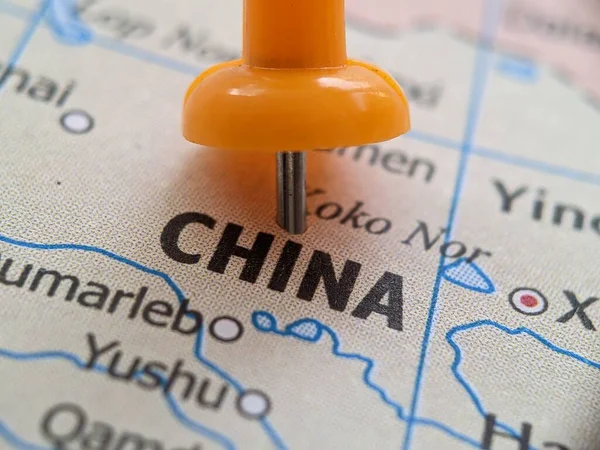 the closeup picture of china country highlighted in world map