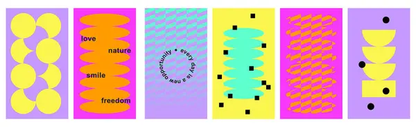 Dijital medya, uygulamalar ve web siteleri için vektör ögeleri. Vahşi, saf, oyuncu basit şekiller, Vaporwave 70 'lerin rengi, siber geometrik tasarım. Arıza efektleri. Neon Y2k rengi, Siberpunk estetiği, modern