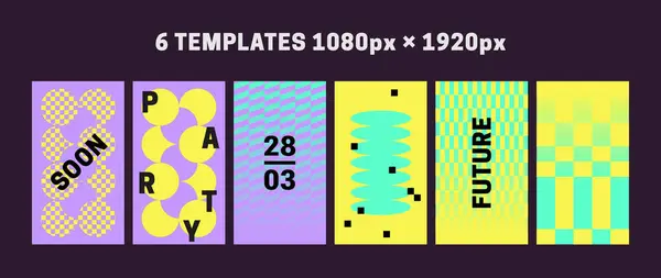 Dijital medya, uygulamalar ve web siteleri için vektör ögeleri. Vahşi, saf, oyuncu basit şekiller, Vaporwave 70 'lerin rengi, siber geometrik tasarım. Arıza efektleri. Neon Y2k rengi, Siberpunk estetiği, modern