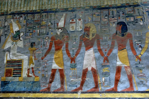 Starożytne Egipskie Obrazy Grobów Dolinie Królów Luksorze Egipcie — Zdjęcie stockowe