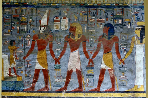 Pinturas Egyptian Antigas Dos Túmulos Vale Dos Reis Luxor Egipto — Fotografia de Stock
