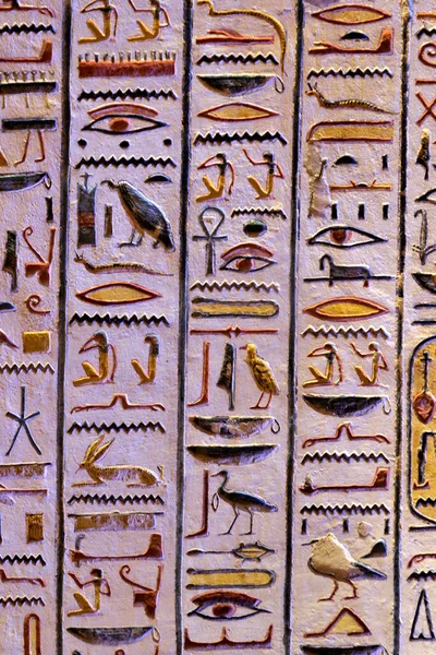 Egyptské Hieroglyfy Hrobů Údolí Králů Luxoru Egypt — Stock fotografie