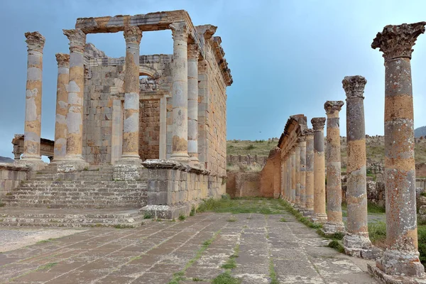 Αρχαιολογική Τοποθεσία Της Ντζεμίλα Στην Αλγερία Ρόμαν Καταστρέφει Πρώιμα Χριστιανικά — Φωτογραφία Αρχείου