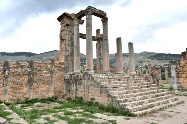Site Arqueológico Djemila Algéria Ruínas Romanas Early Cristão Site Heritagem — Fotografia de Stock