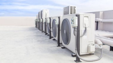 Air conditioning (HVAC) on the roof of an industrial building.