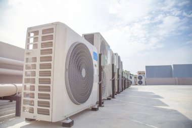 Air conditioning (HVAC) on the roof of an industrial building.