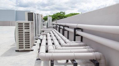 Air conditioning (HVAC) on the roof of an industrial building.