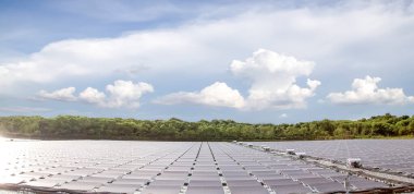 Clean energy concept of floating photovoltaic power plants