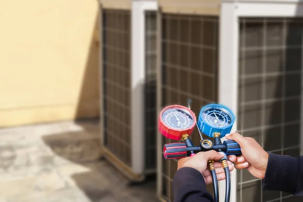 Air conditioning (HVAC) on the roof of an industrial building.