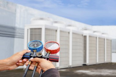 Air conditioning (HVAC) on the roof of an industrial building.