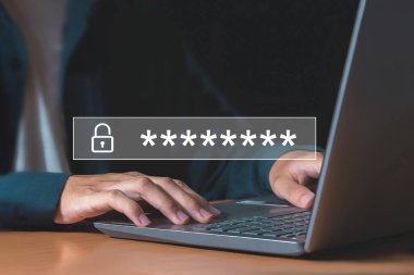 Güvenlik sistemine girmek için parola Kullanıcı siber güvenlik kavramı