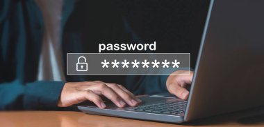 Güvenlik sistemine girmek için parola Kullanıcı siber güvenlik kavramı