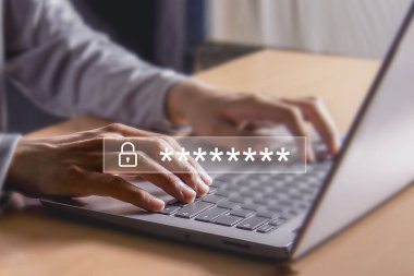 Güvenlik sistemine girmek için parola Kullanıcı siber güvenlik kavramı