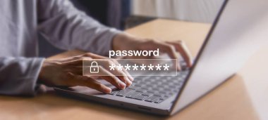 Güvenlik sistemine girmek için parola Kullanıcı siber güvenlik kavramı