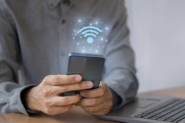 Wi-Fi simgesi, sosyal iş iletişimi kavramı